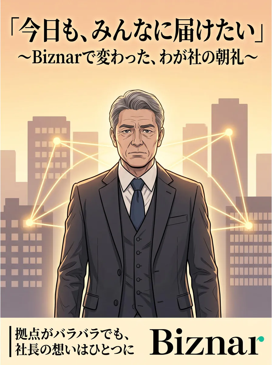 漫画『今日も、みんなに届けたい〜Biznarで変わった、わが社の朝礼〜』の表紙